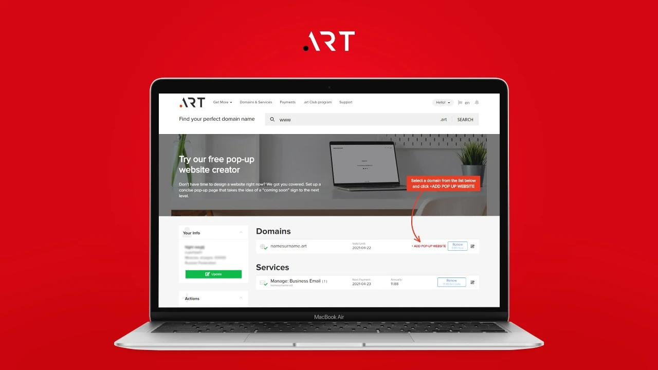 Спецпредложение для .art Domains - лучшая цена на рынке