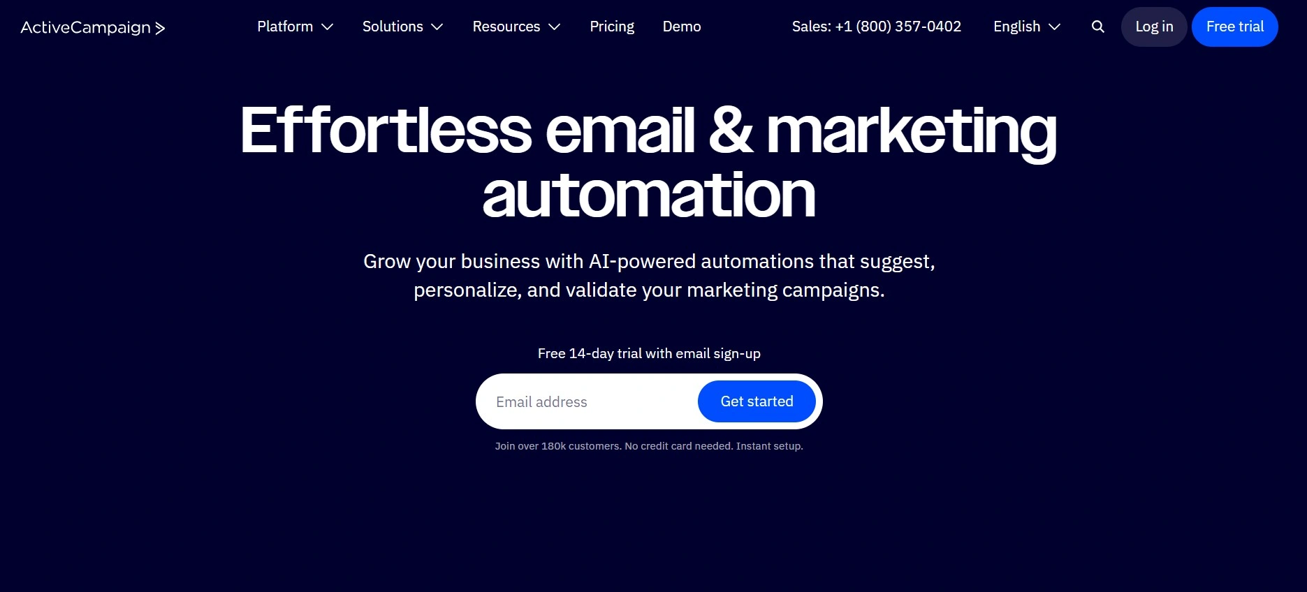 ActiveCampaign dashboard