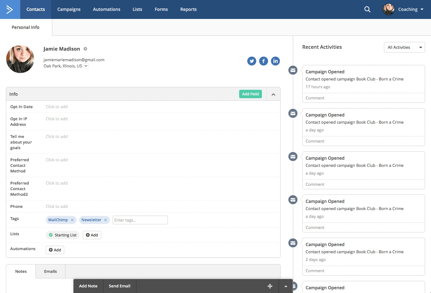 ActiveCampaign Support Dashboard