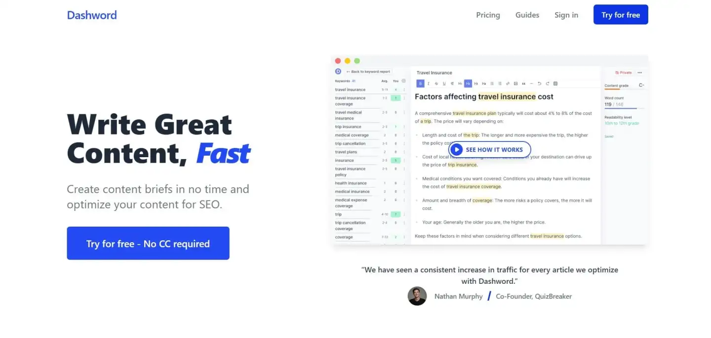 Dashword interface
