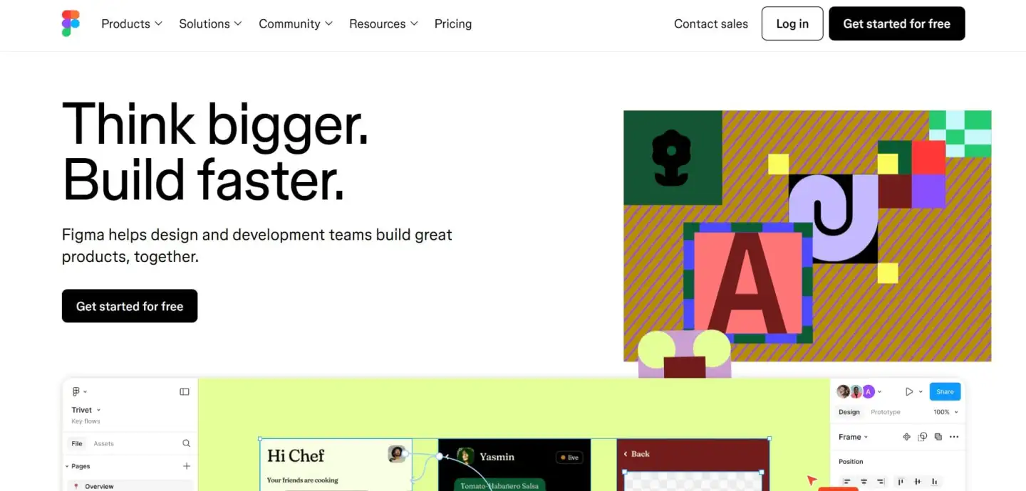 Screenshot of Figma’s interface highlighting collaboration features and pricing plans.