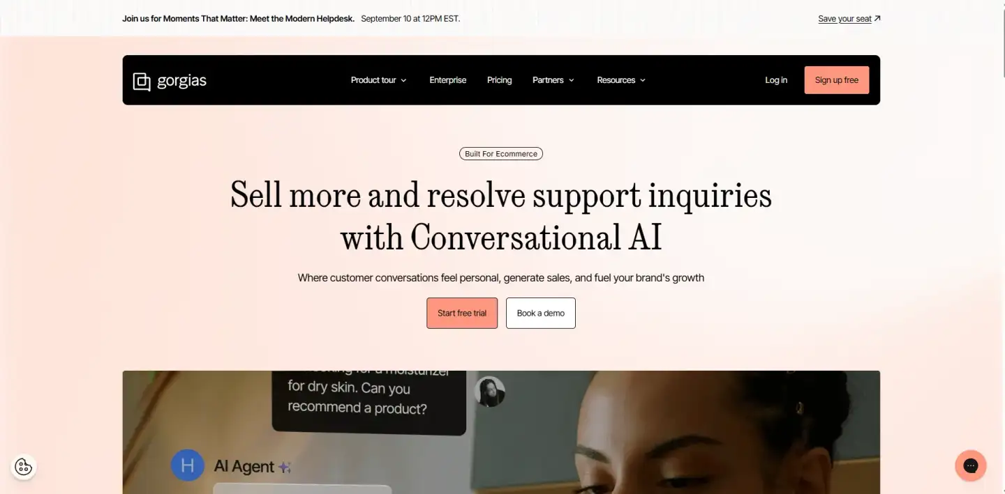 Gorgias homepage screen