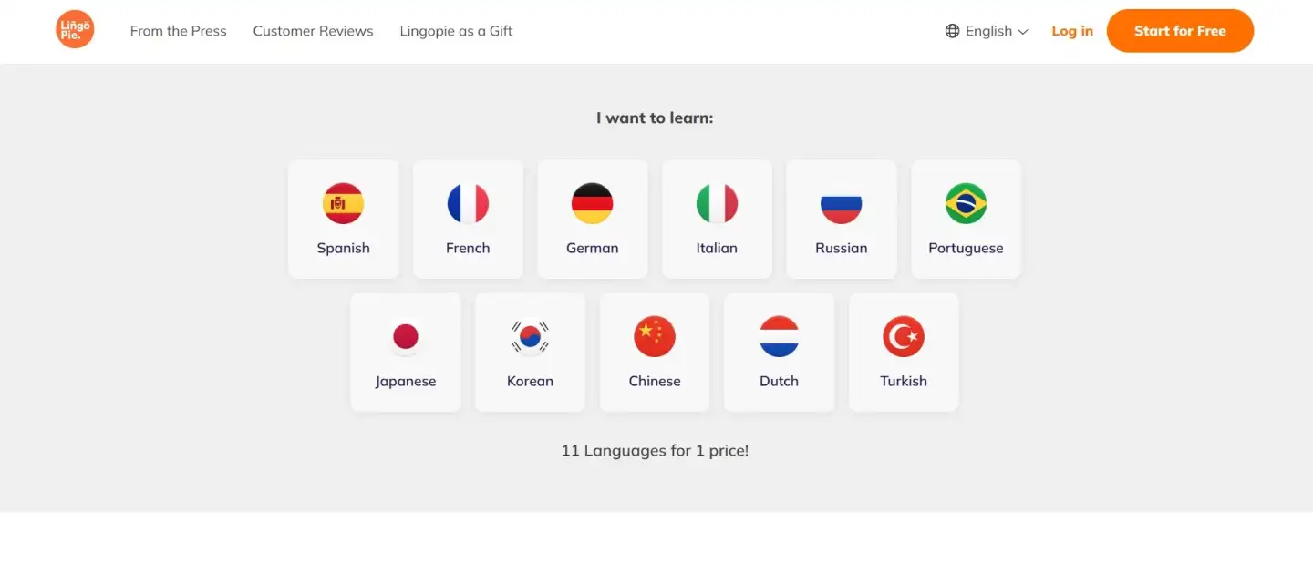 lingopie includes a lot of language