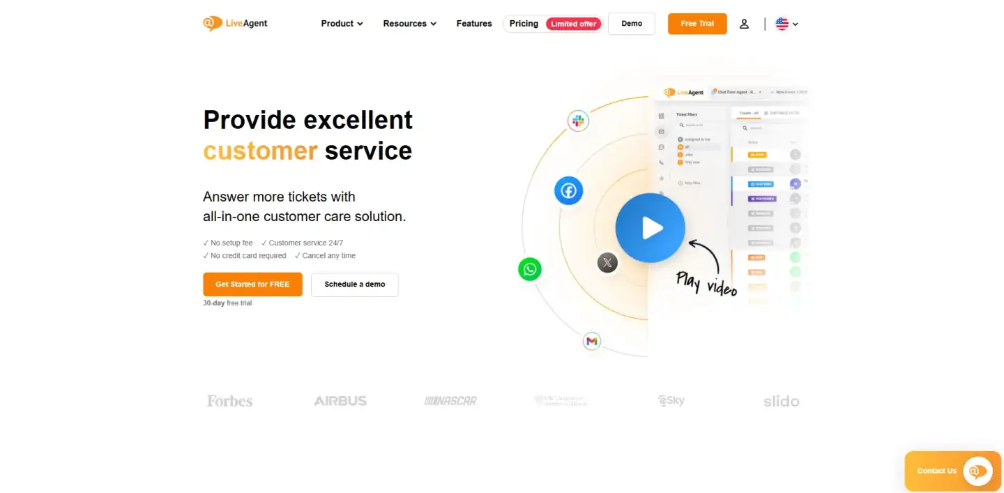 LiveAgent homepage screen