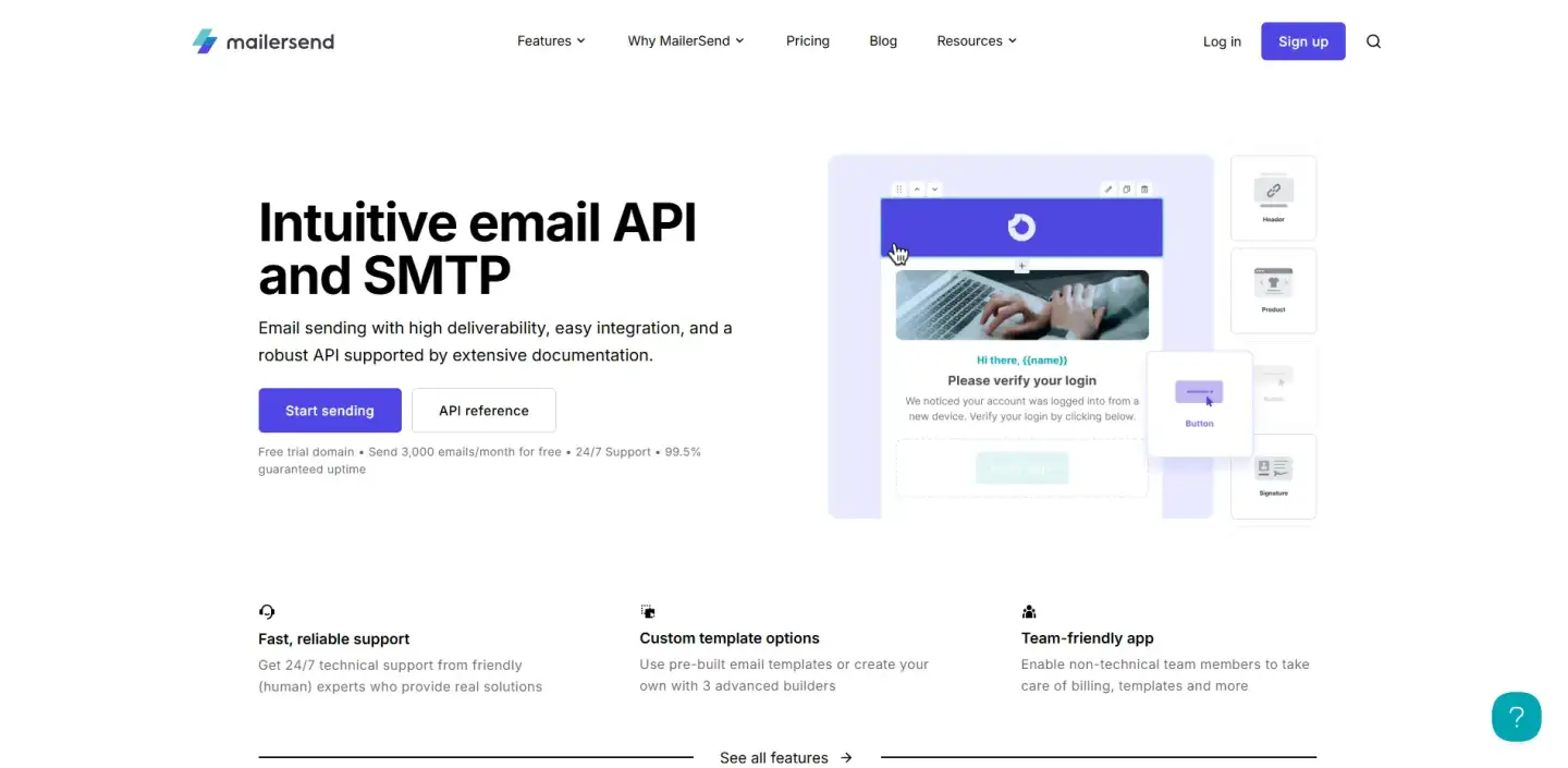 The picture shows the MailerSend control panel. It displays the statistics for the emails that were sent.