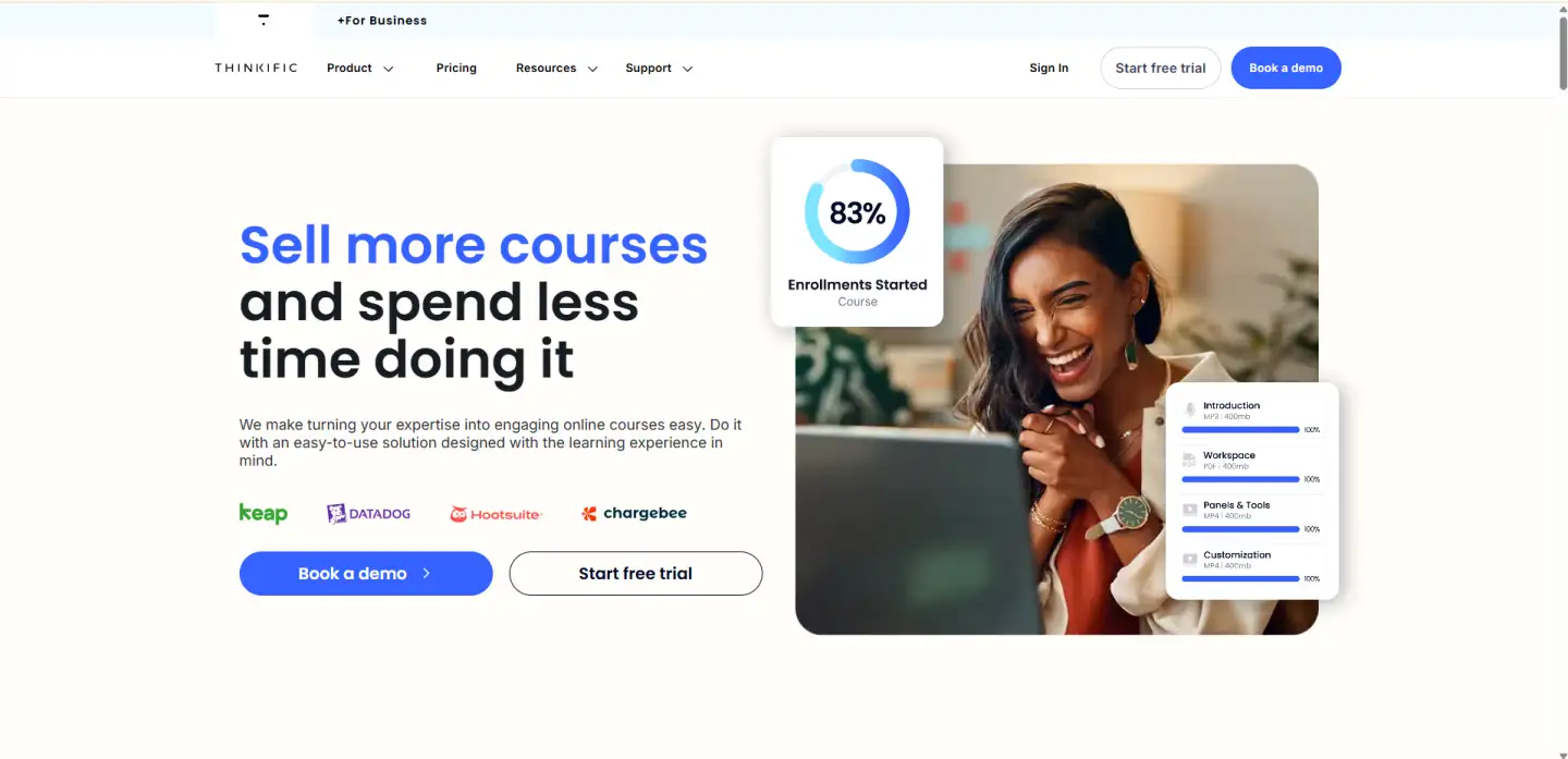 thinkific interface