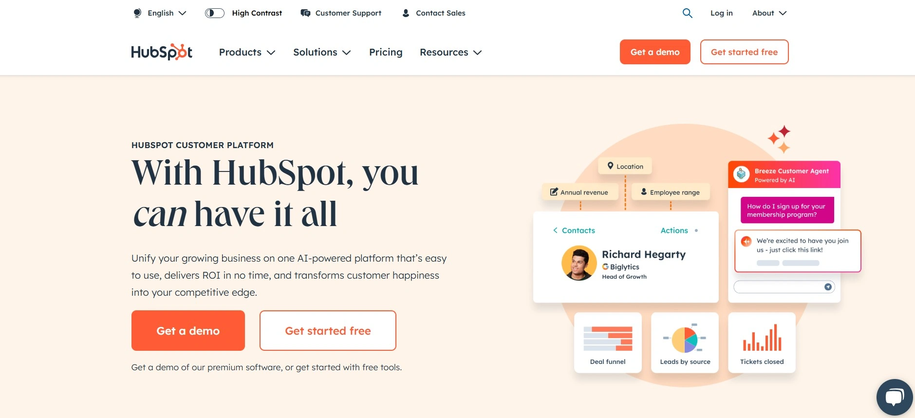 HubSpot dashboard