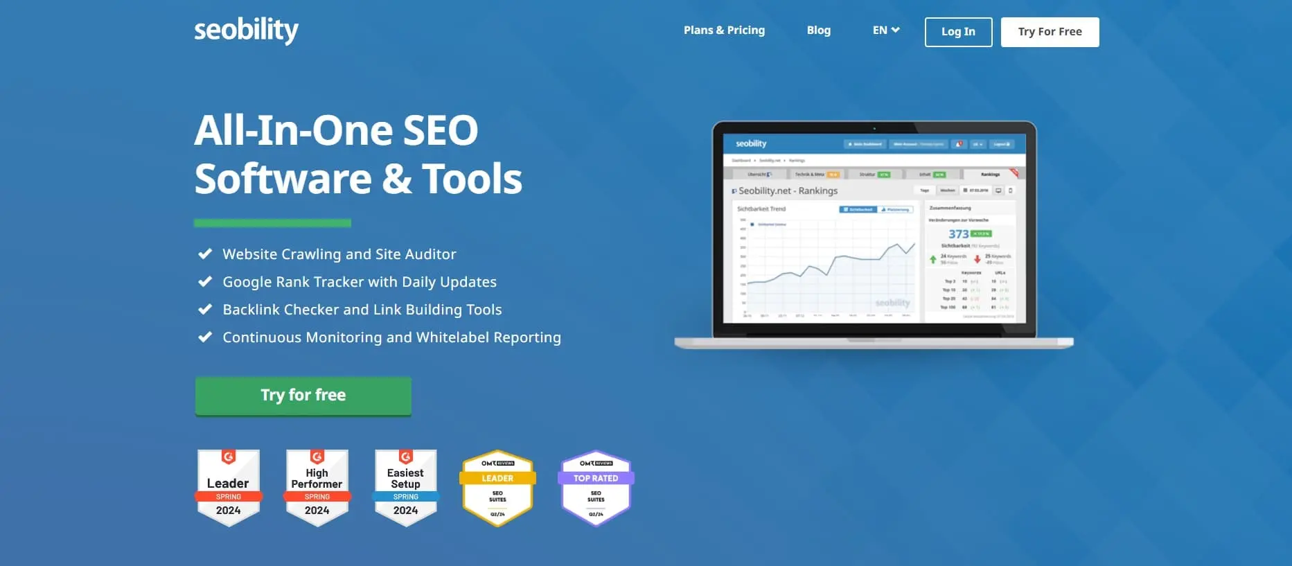 Screenshot of Seobility’s SEO checker showing site health.