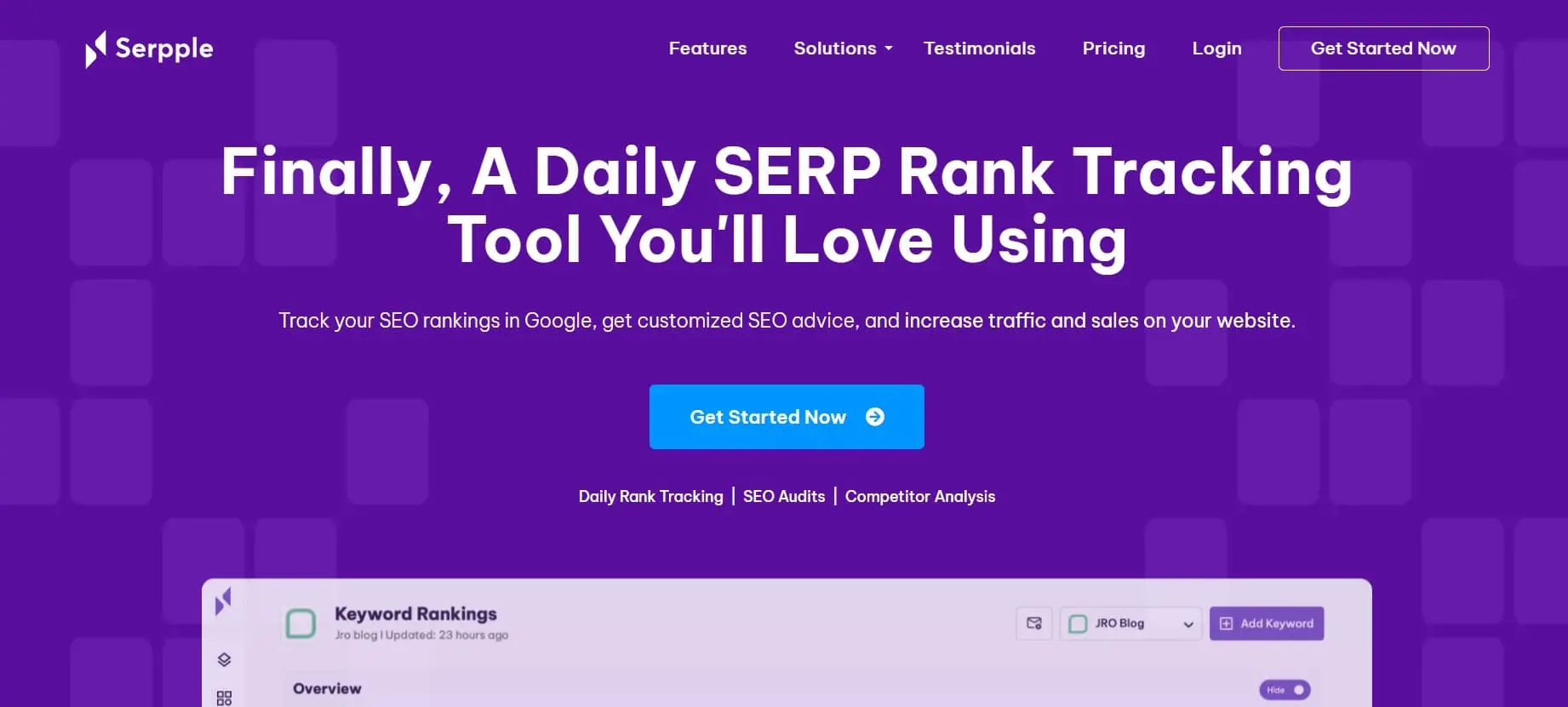 Screenshot of Serpple’s real-time rank tracking dashboard.