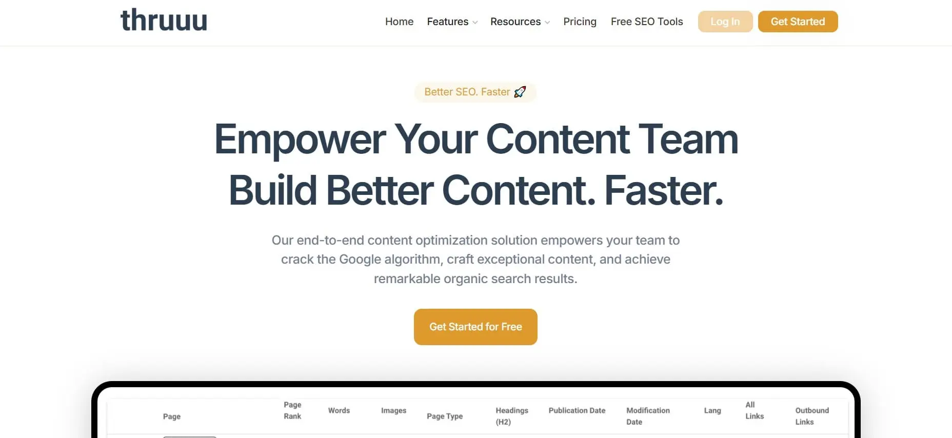 Screenshot of Thruuu’s SERP analysis tool showing content gaps.
